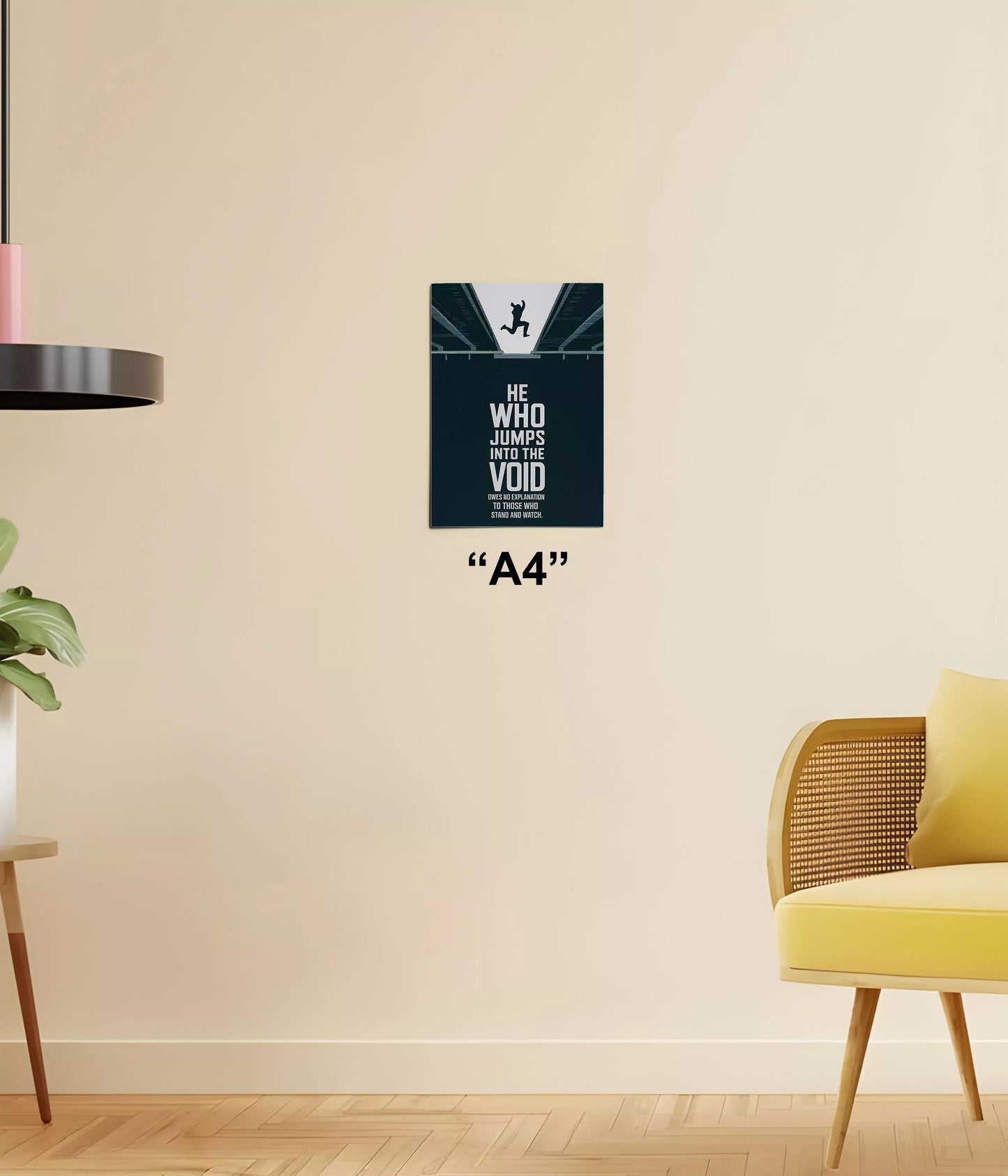 He Who Jumps Into The Void – Motivational Quote Poster A4 Size - Everanta