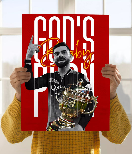 IPL 2025 Victory - Virat Kohli Poster Holding Image - Everanta