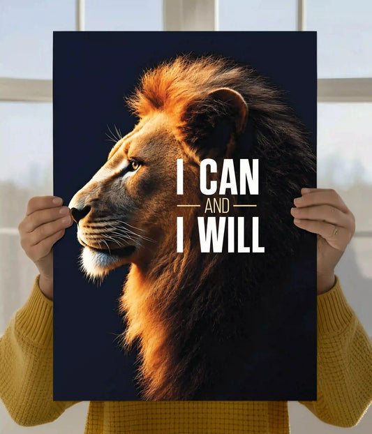 I Can and I Will Lion Motivational Wall Poster Main Image - Everanta