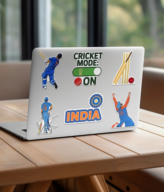 Indian Cricket Stickers Pack on Laptop Back - Everanta