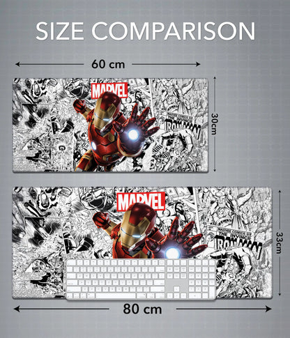 Iron Man Marvel Desk Mat – Extended Gaming Mouse Pad Size Comparison - Everanta