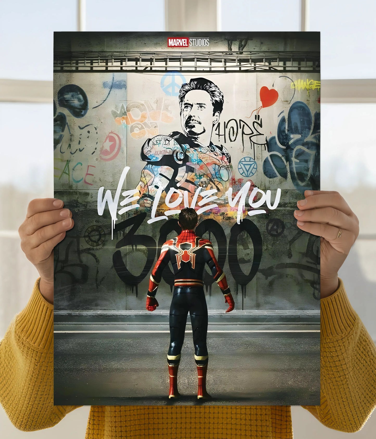 Iron Man & Spider-Man “We Love You 3000” – Marvel Tribute Poster Main Image - Everanta