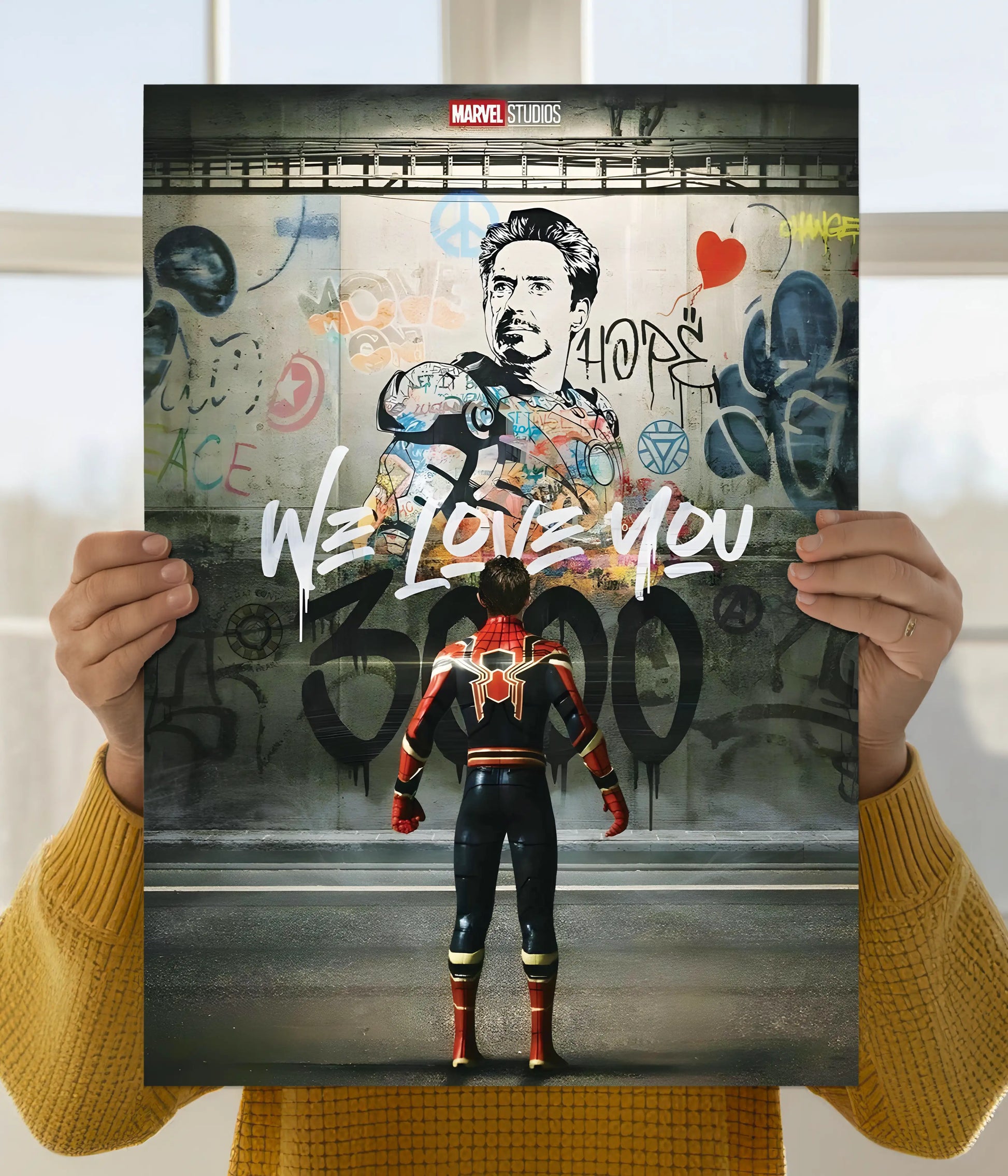 Iron Man & Spider-Man “We Love You 3000” – Marvel Tribute Poster Main Image - Everanta