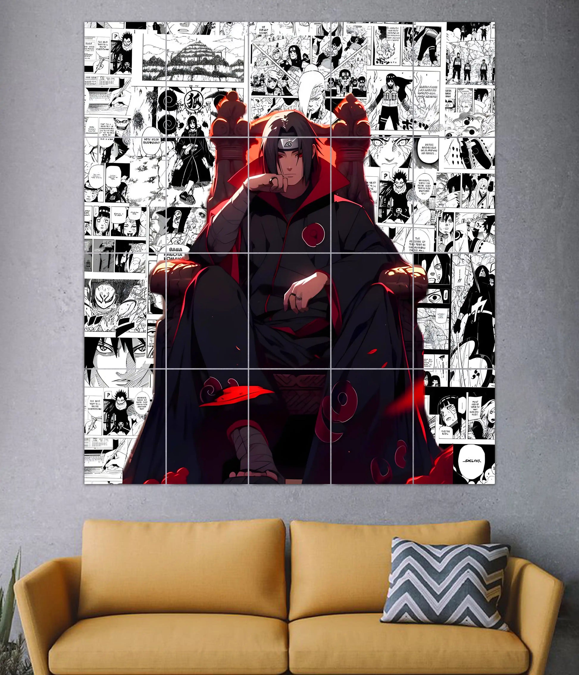 Itachi Uchiha – Akatsuki Throne 20-Piece Split Poster in Living Room - Everanta