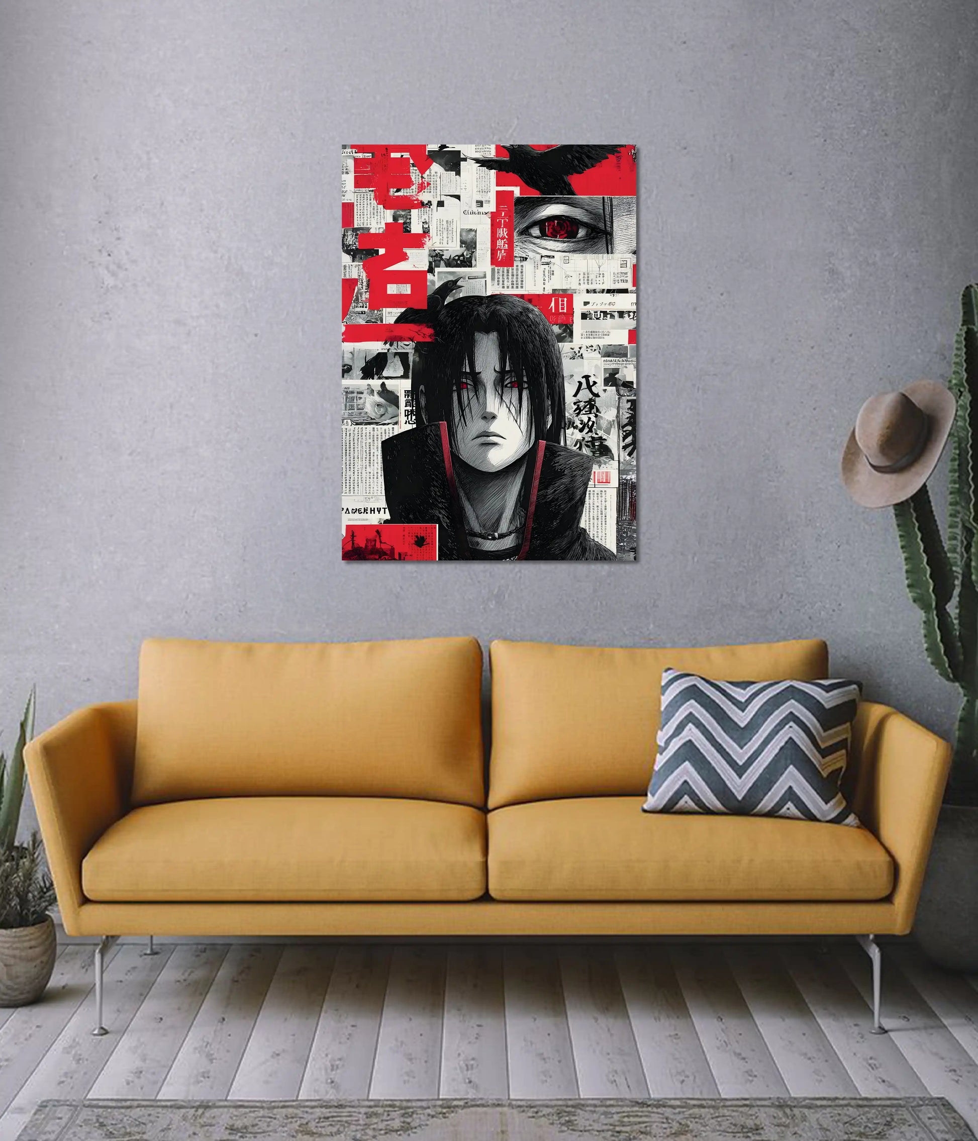 Itachi Uchiha Red Aesthetic Wall Poster on Wall - Everanta