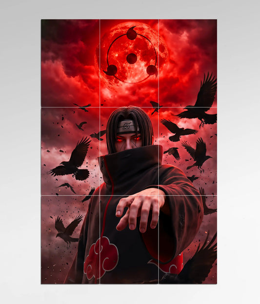 Itachi Uchiha Sharingan 9-Piece Split Anime Poster Design - Everanta