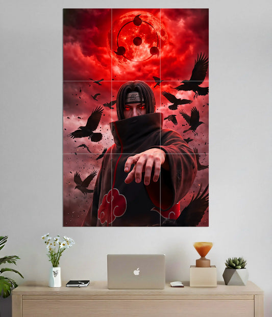Itachi Uchiha Sharingan 9-Piece Split Anime Poster Main Image - Everanta
