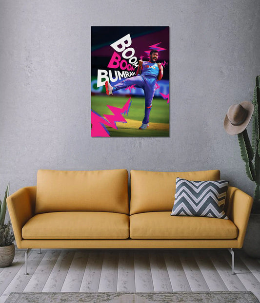 Jasprit Bumrah “Boom Boom” Wall Poster on Wall - Everanta