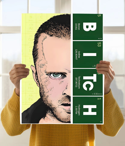 Jesse Pinkman 'BITcH' From Breaking Bad Poster Holding Image - Everanta