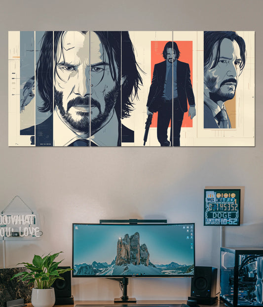 John Wick Split Poster – Action Hero Wall Art Main Image - Everanta