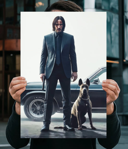 John Wick with Dog – Action Movie Wall Poster Main Image - Everanta