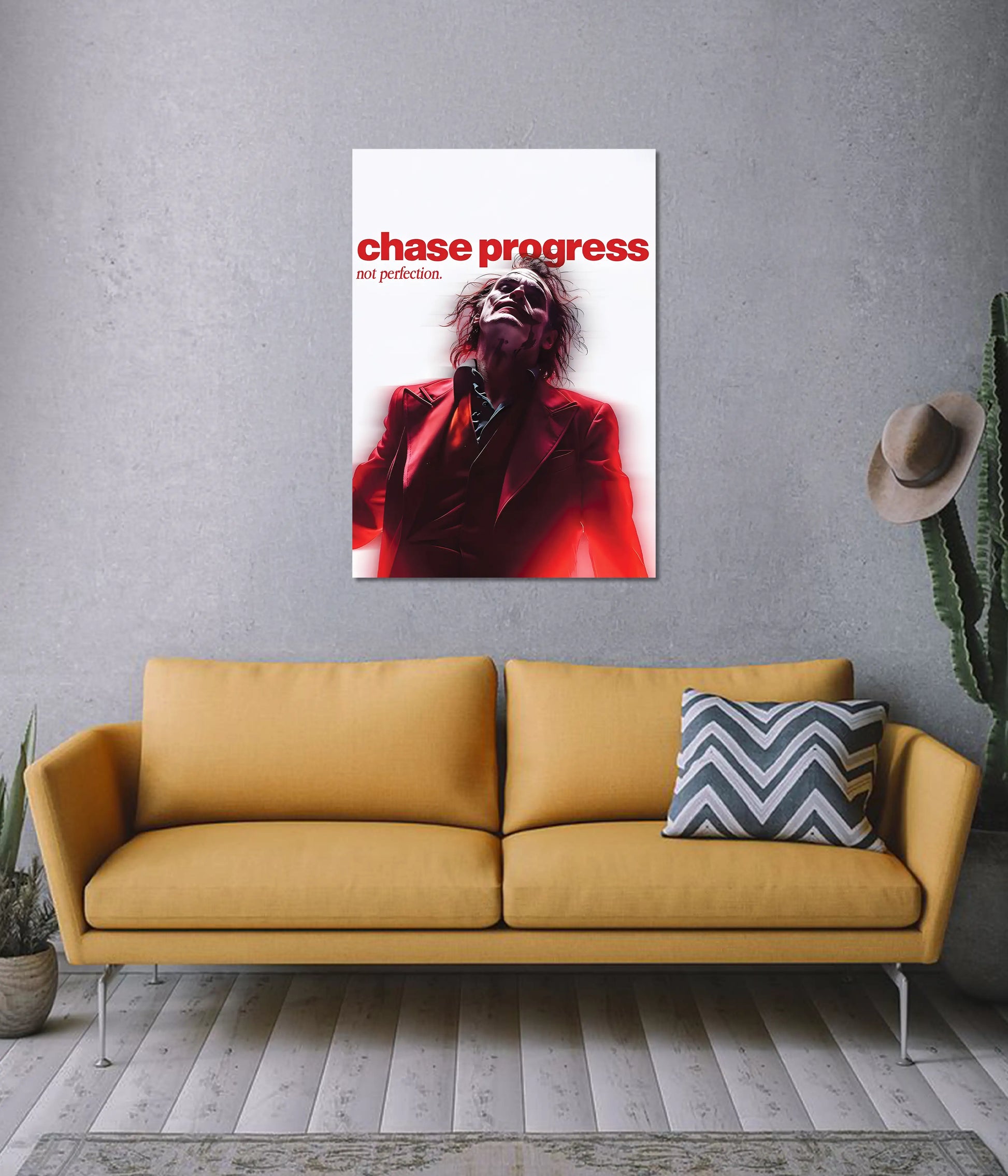 Joker “Chase Progress, Not Perfection” Motivational Poster on Wall - Everanta