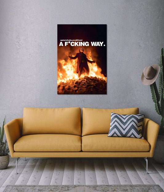 Joker Fire Chaos Wall Poster on Wall - Everanta