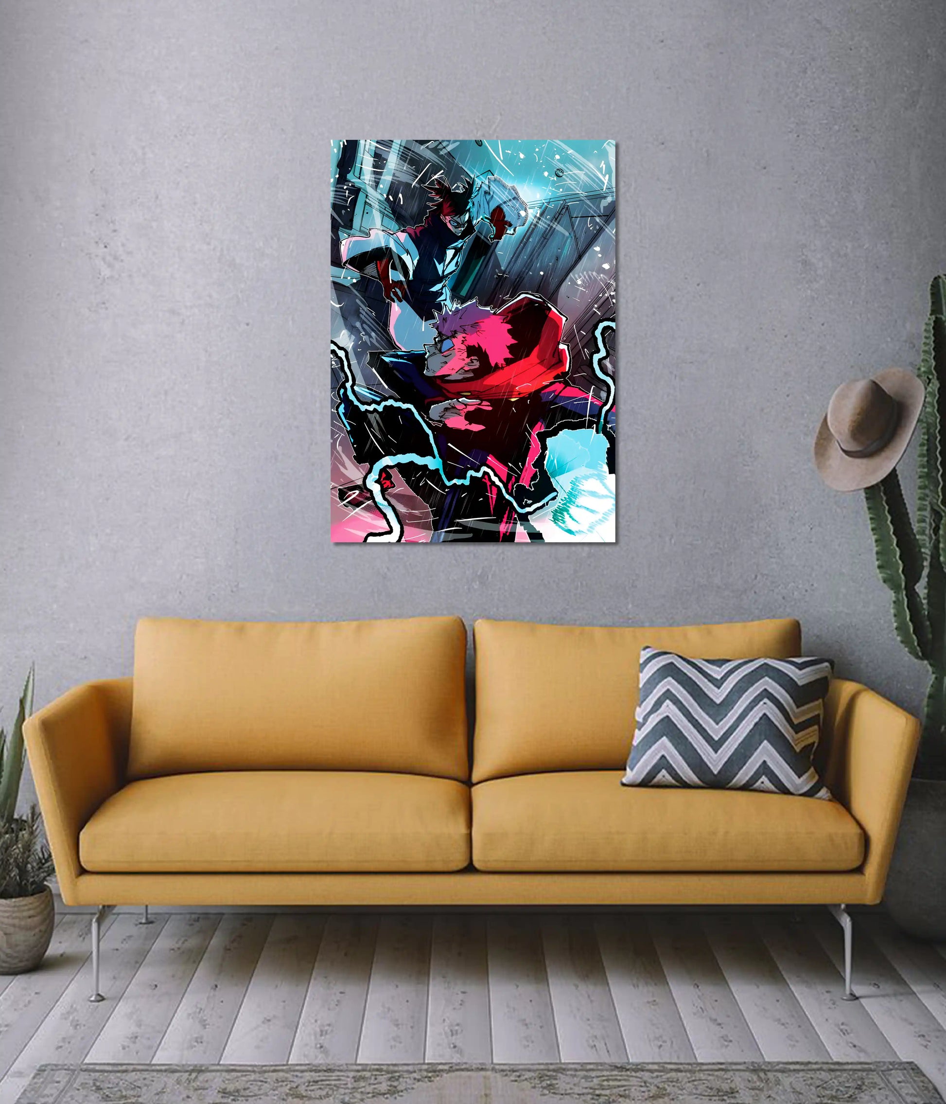 Jujutsu Kaisen Yuji vs Choso Poster on Wall - Everanta