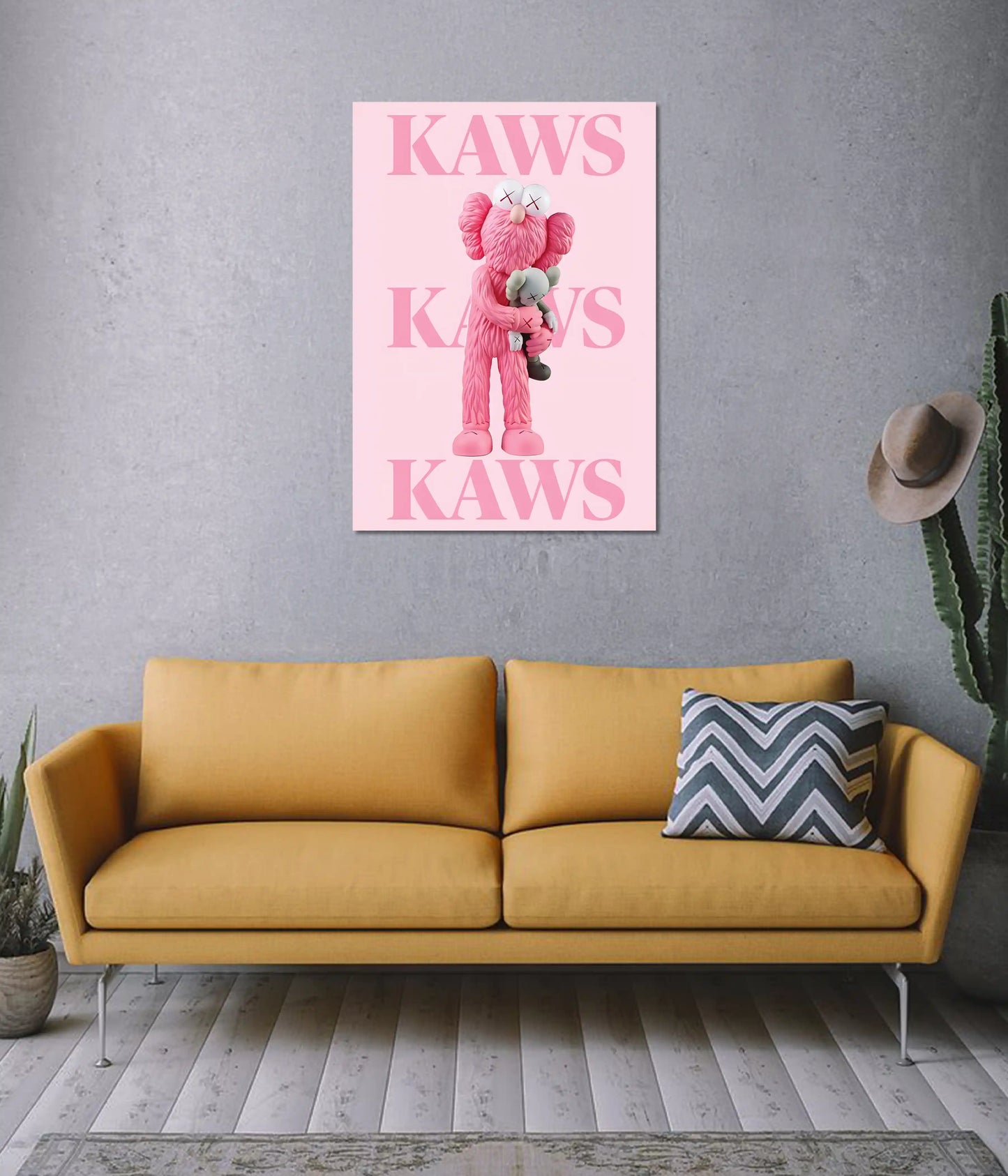 KAWS Companion Love – Pink Aesthetic Poster on Wall - Everanta