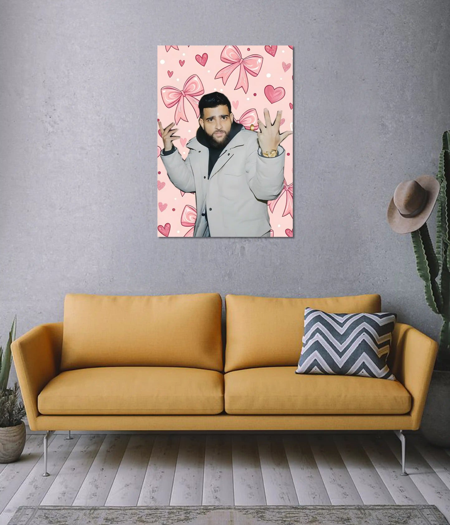 Karan Aujla Pink Aesthetic Wall Poster on Wall - Everanta