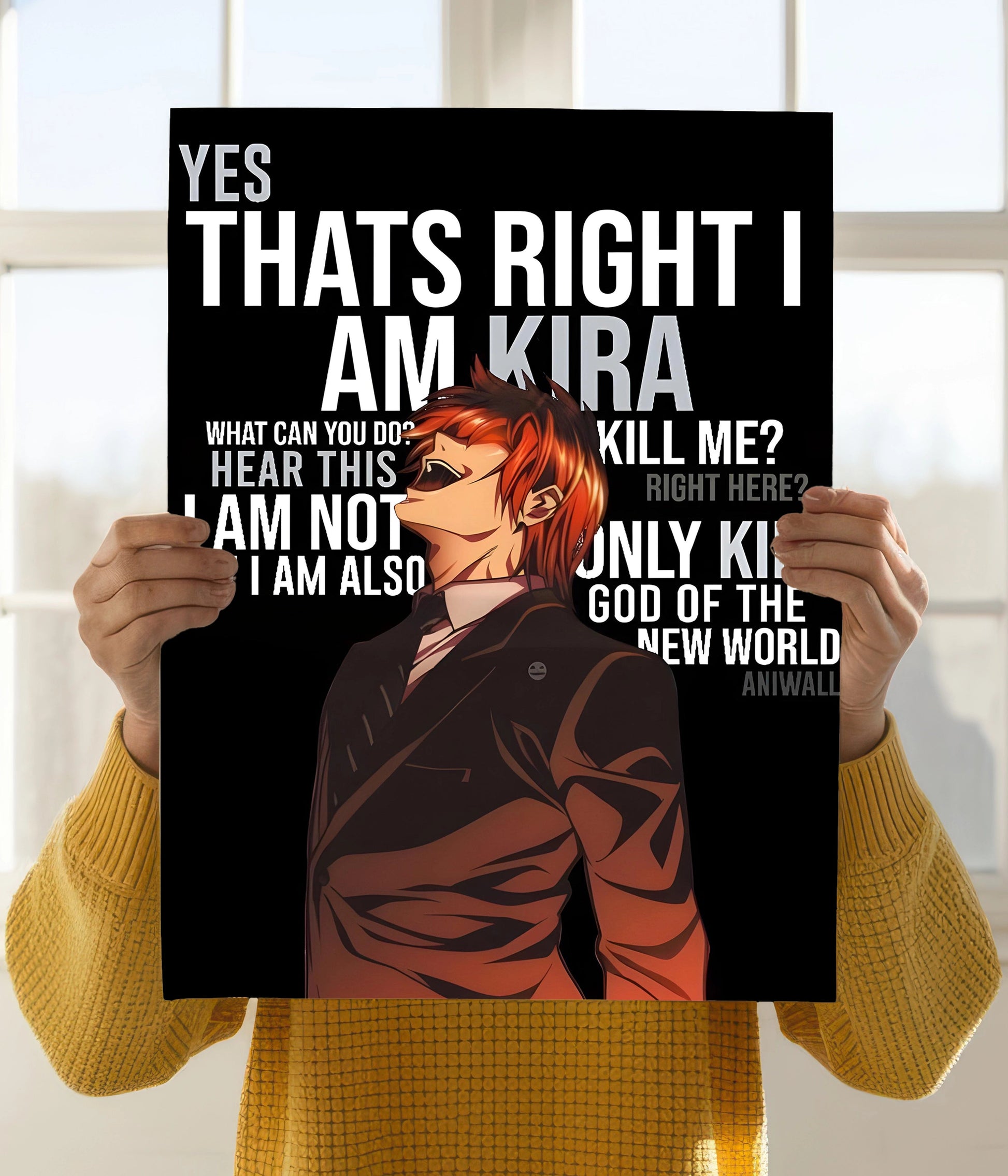 Kira's Iconic Laugh – Death Note Anime Wall Poster Holding Image - Everanta