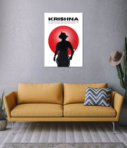 Krishna – The Divine Commander Wall Poster on Wall - Everanta