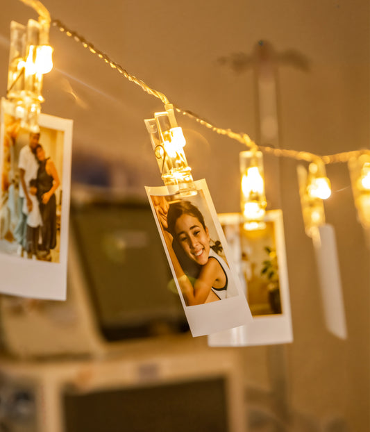 LED Photo Clip String Lights Side View - Everanta