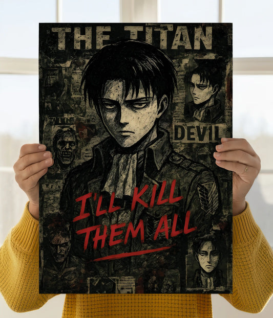 Levi Ackerman – I’ll Kill Them All Poster Main Image - Everanta