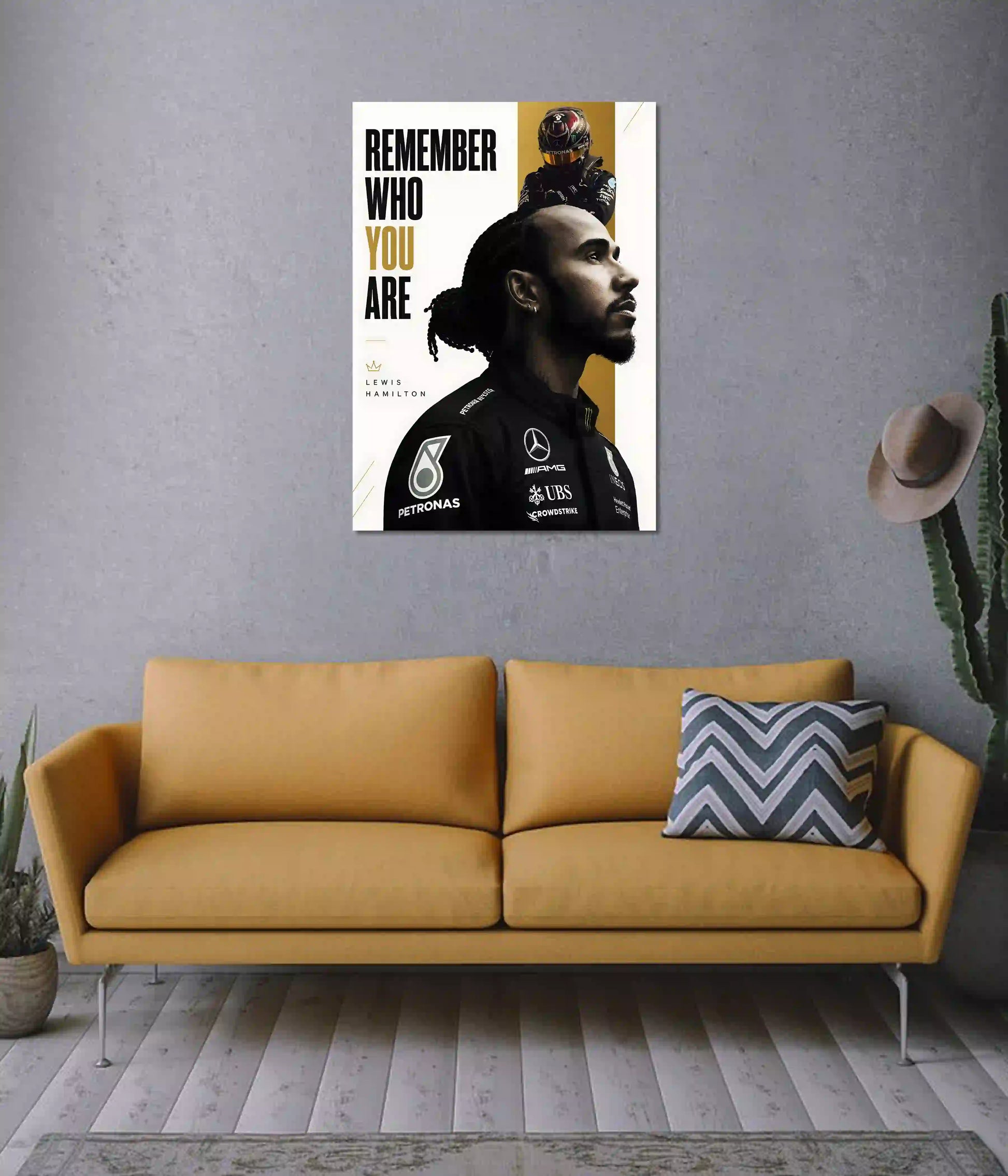 Lewis Hamilton "Remember Who You Are" Poster on Wall - Everanta
