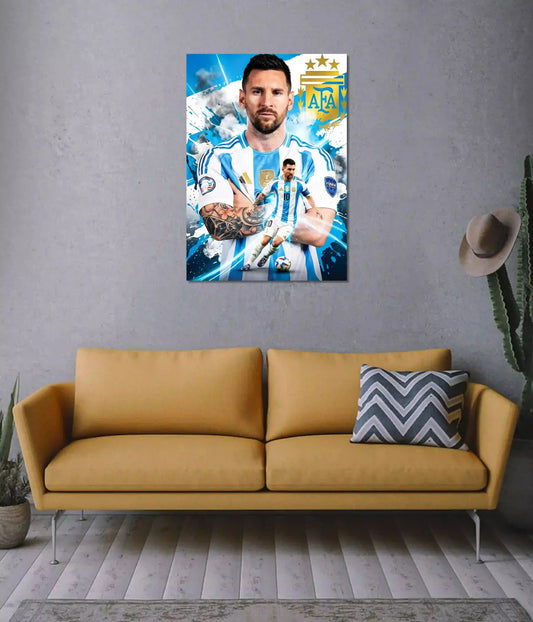 Lionel Messi Argentina Champion Wall Poster on Wall - Everanta