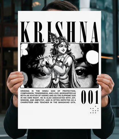 Lord Krishna Minimal Aesthetic Devotional Poster Main Image - Everanta
