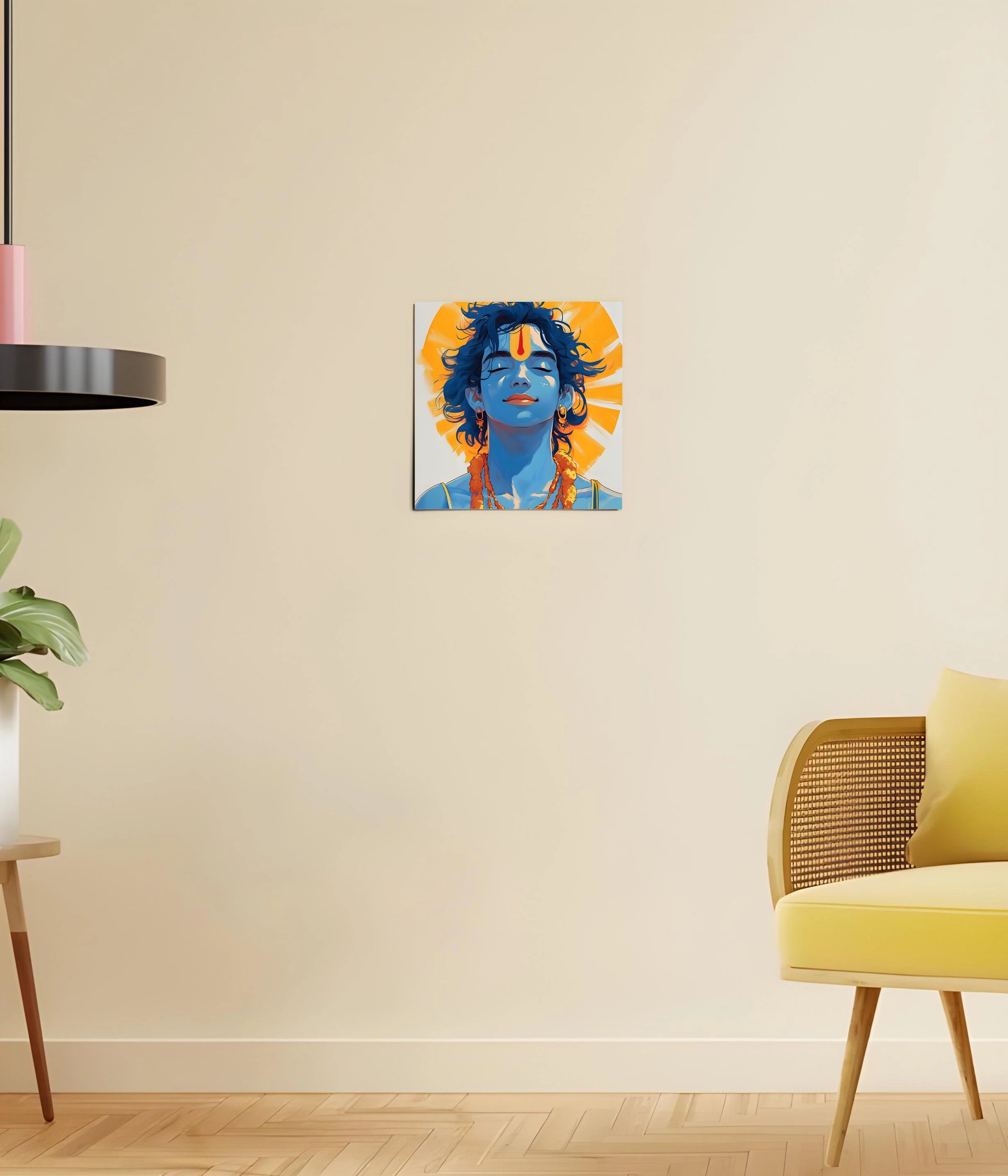 Lord Krishna Smiling in Silence - Divine Poster 10x10 Size - Everanta