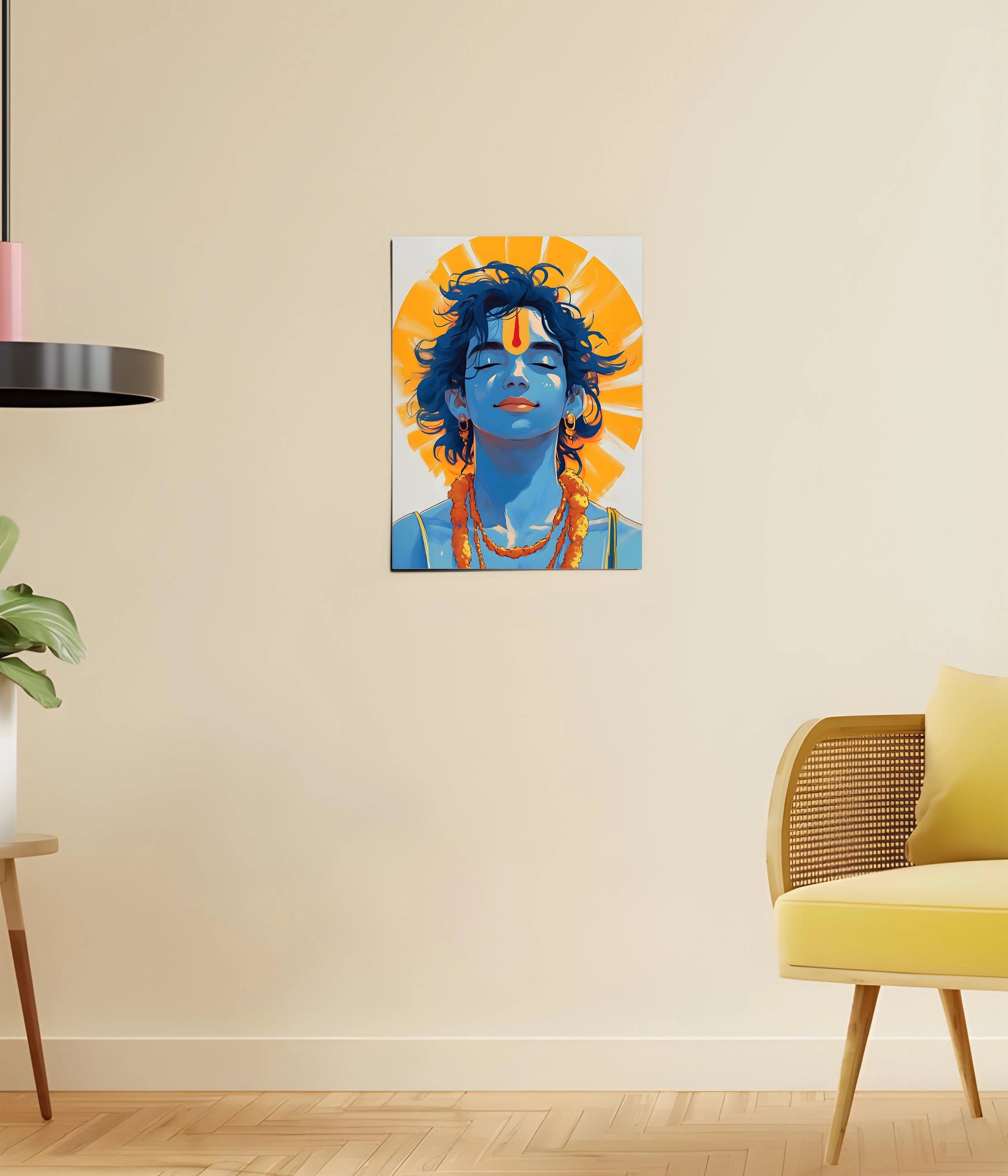 Lord Krishna Smiling in Silence - Divine Poster 12x16 Size - Everanta