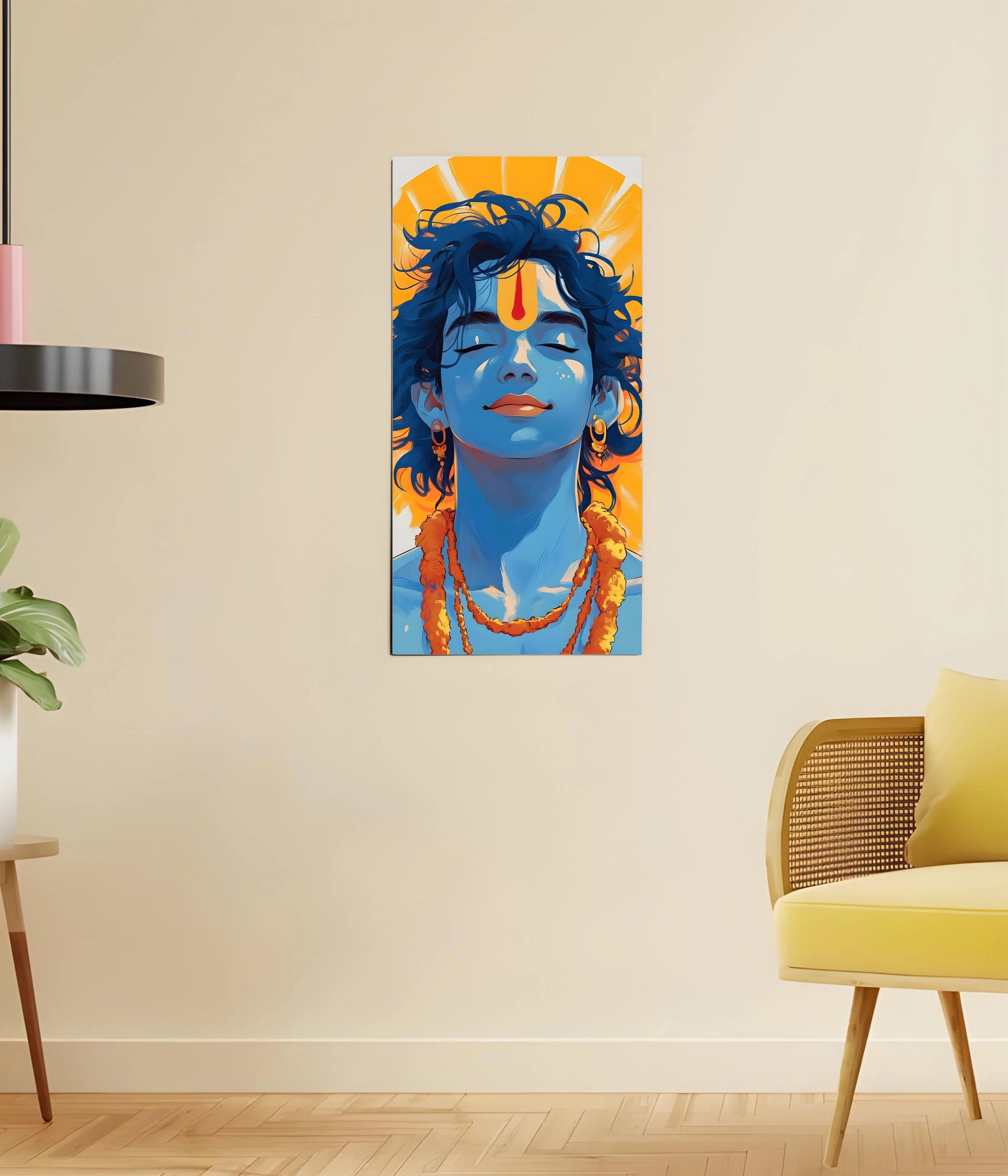 Lord Krishna Smiling in Silence - Divine Poster 12x24 Size - Everanta
