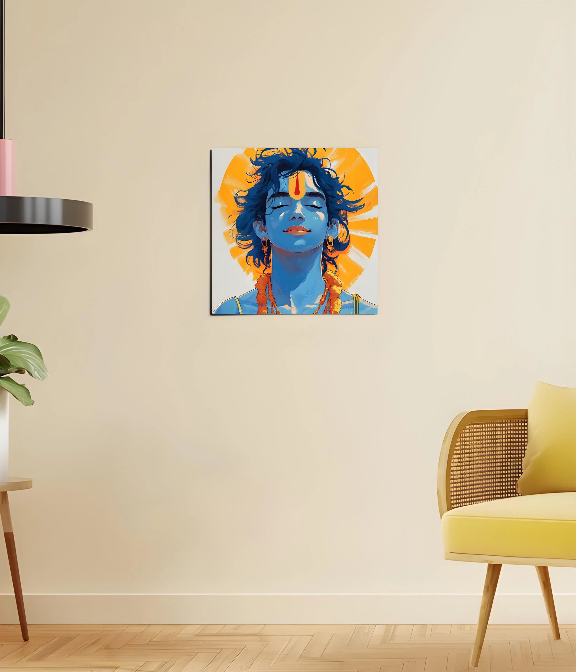 Lord Krishna Smiling in Silence - Divine Poster 14x14 Size - Everanta