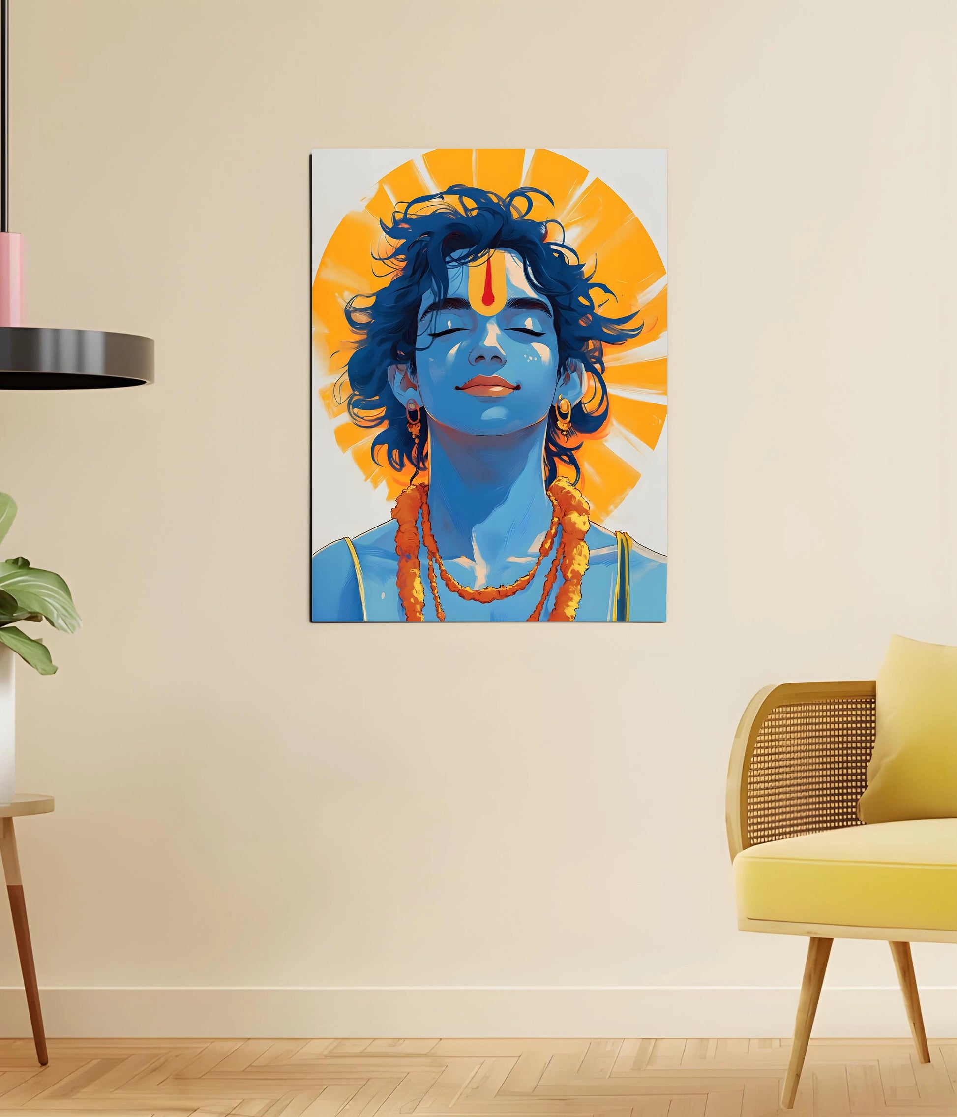 Lord Krishna Smiling in Silence - Divine Poster 18x24 Size - Everanta