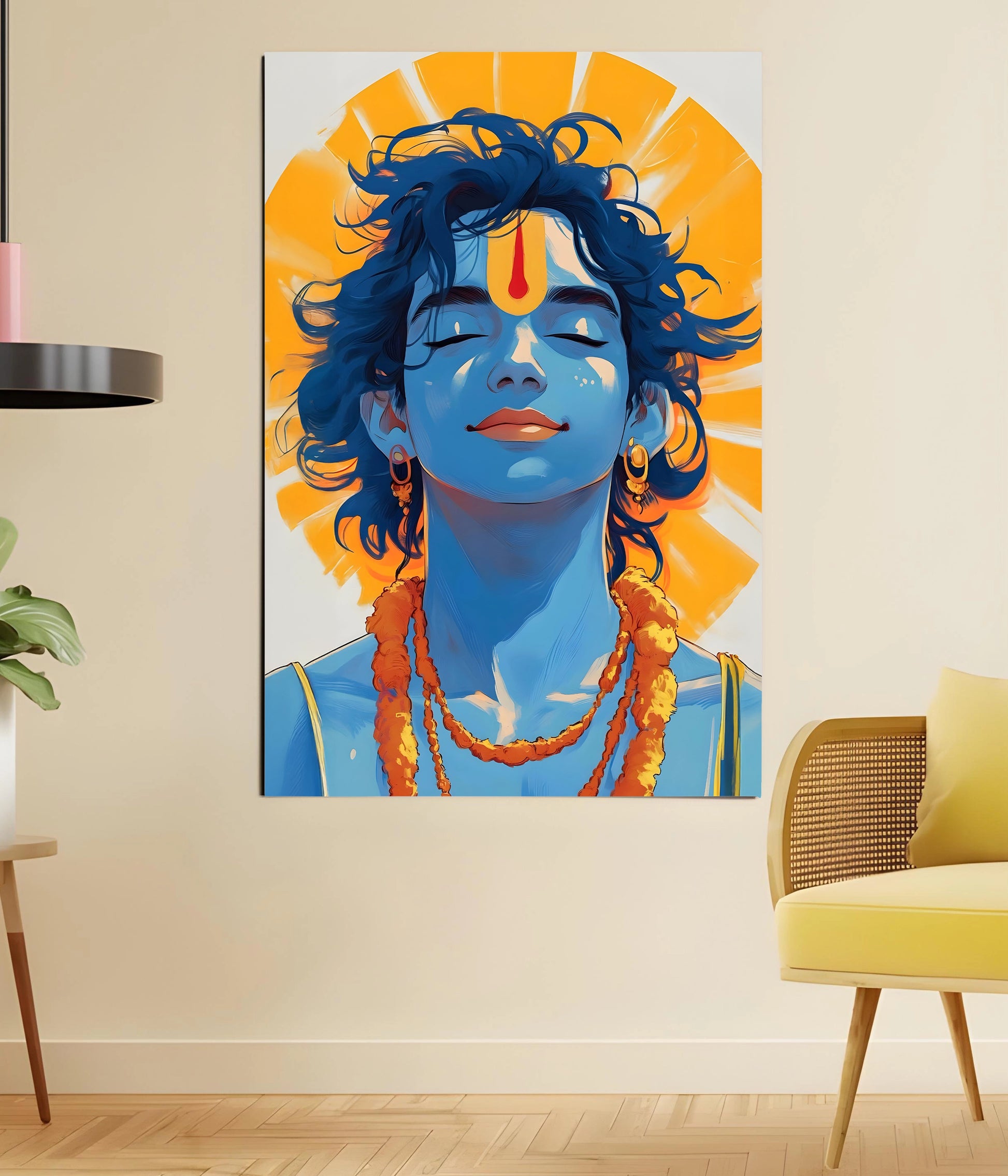 Lord Krishna Smiling in Silence - Divine Poster 24x36 Size - Everanta