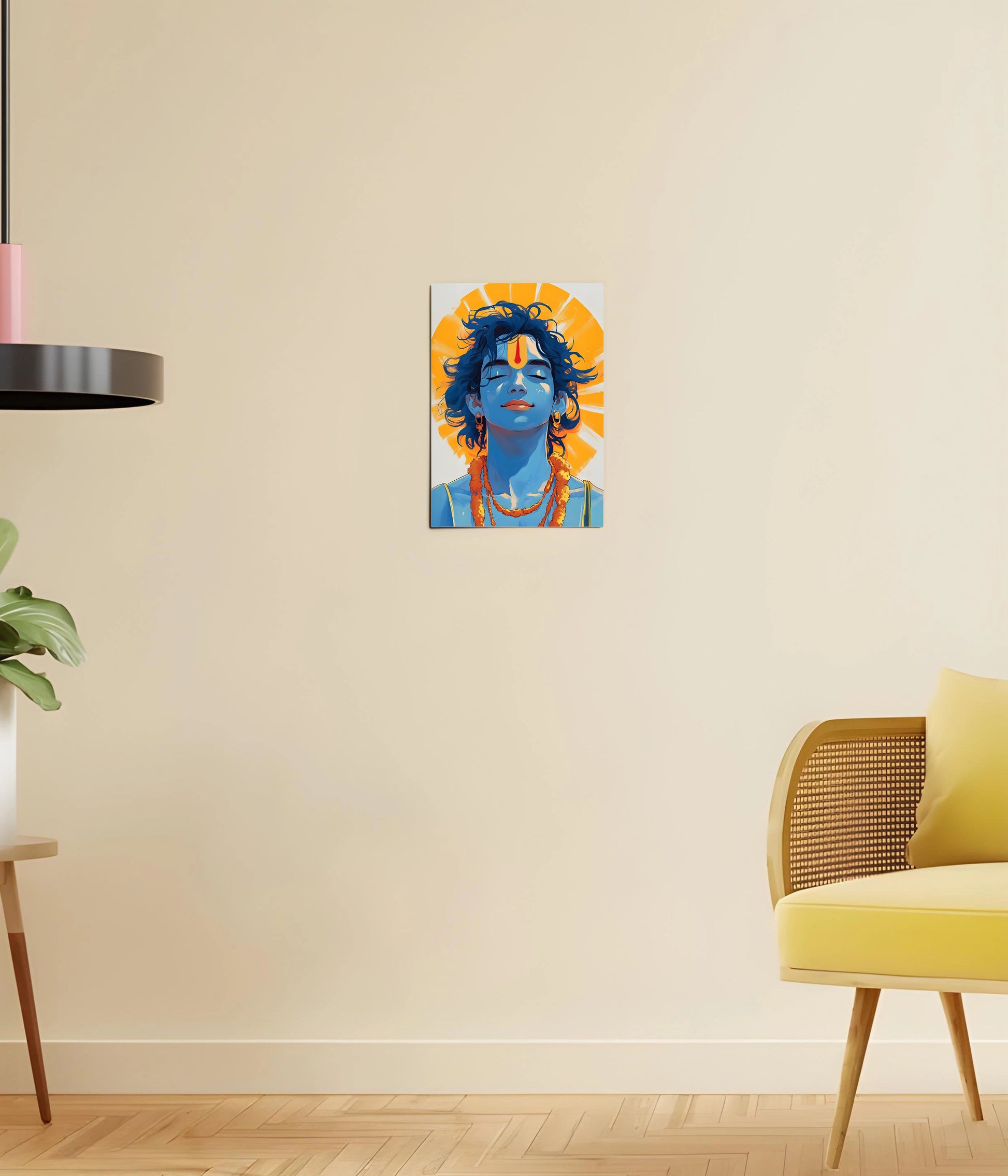 Lord Krishna Smiling in Silence - Divine Poster A4 Size - Everanta