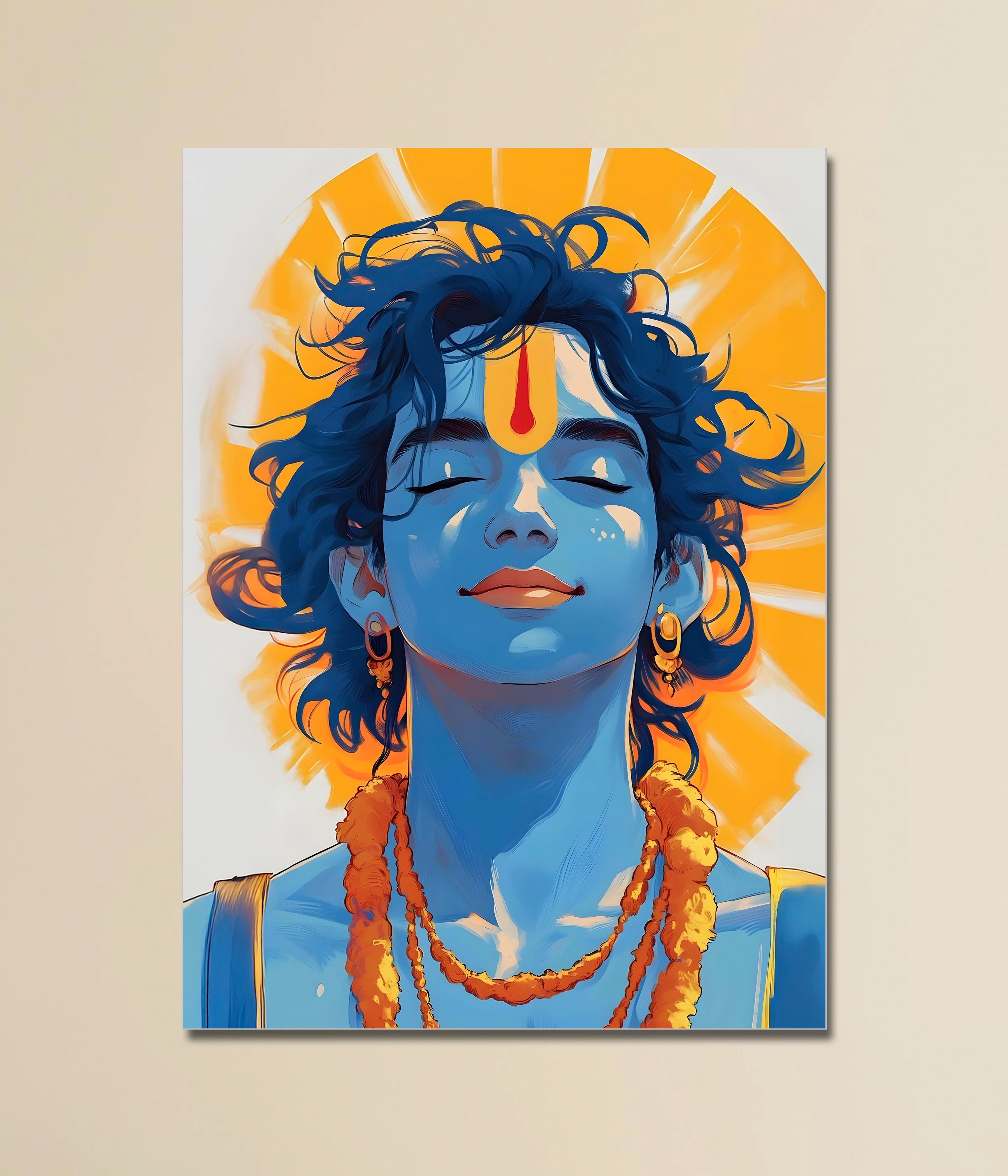 Lord Krishna Smiling in Silence - Divine Poster Main Image - Everanta