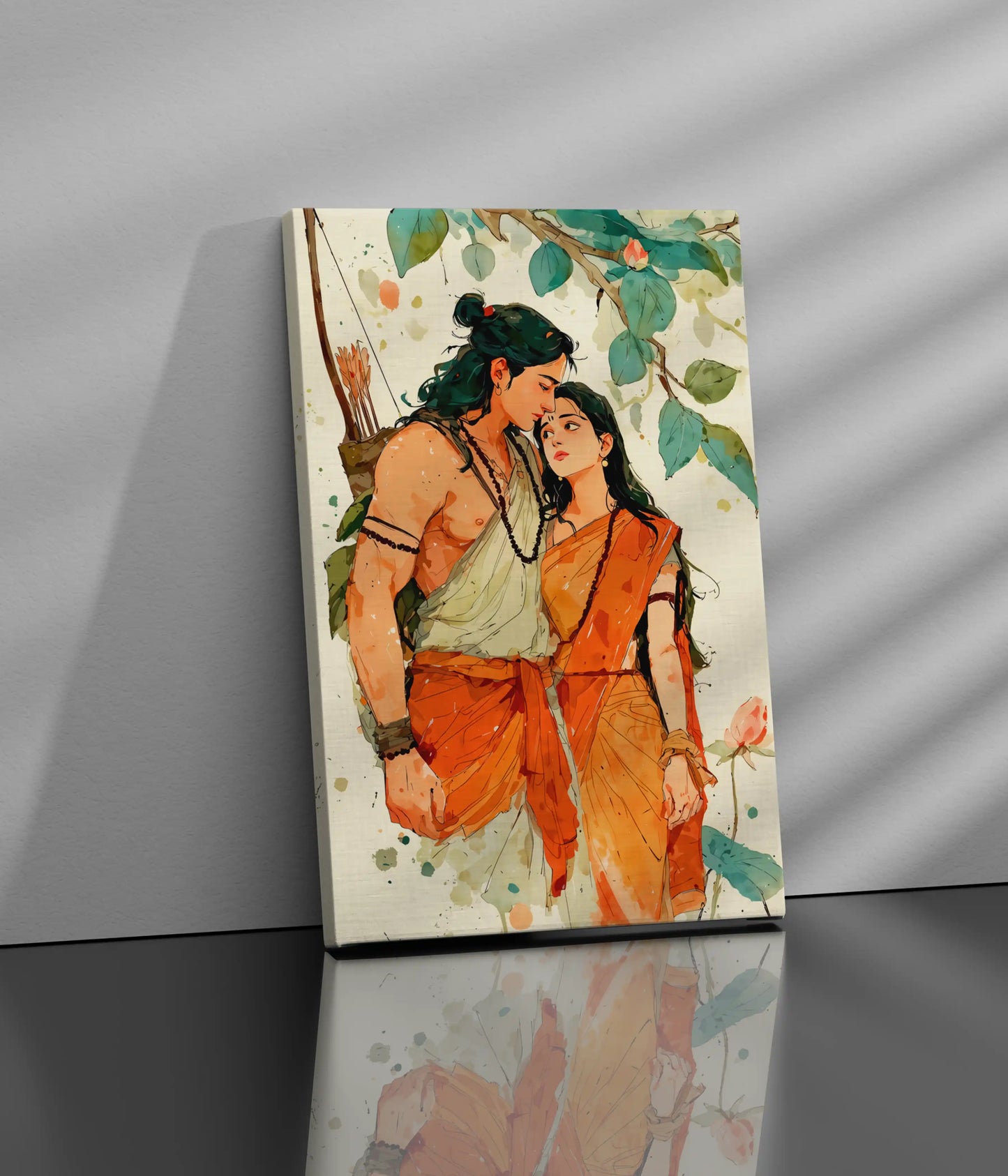 Lord Ram & Sita – Divine Love Canvas Print Side Look - Everanta