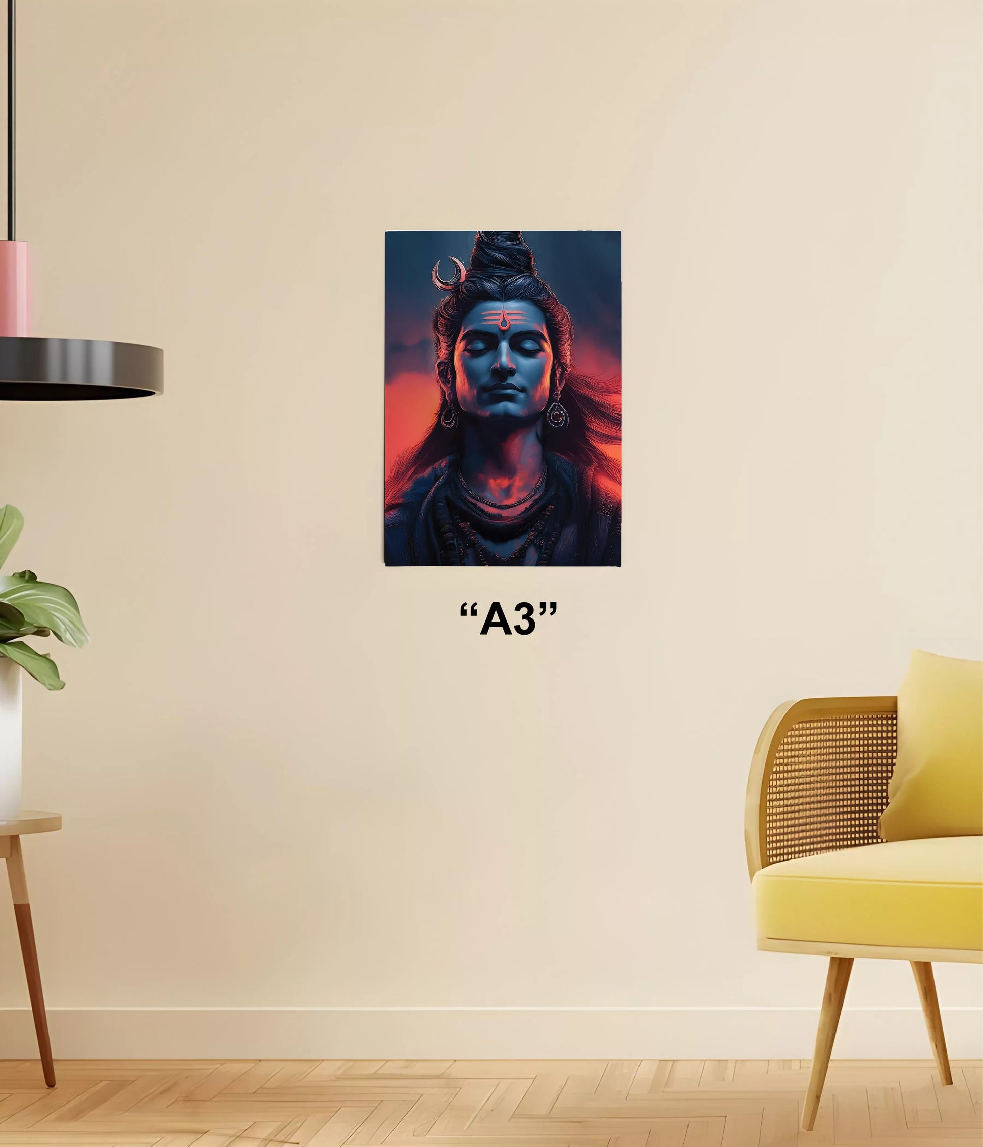 Lord Shiva Meditating in Firelight – Devotional Poster A3 Size - Everanta