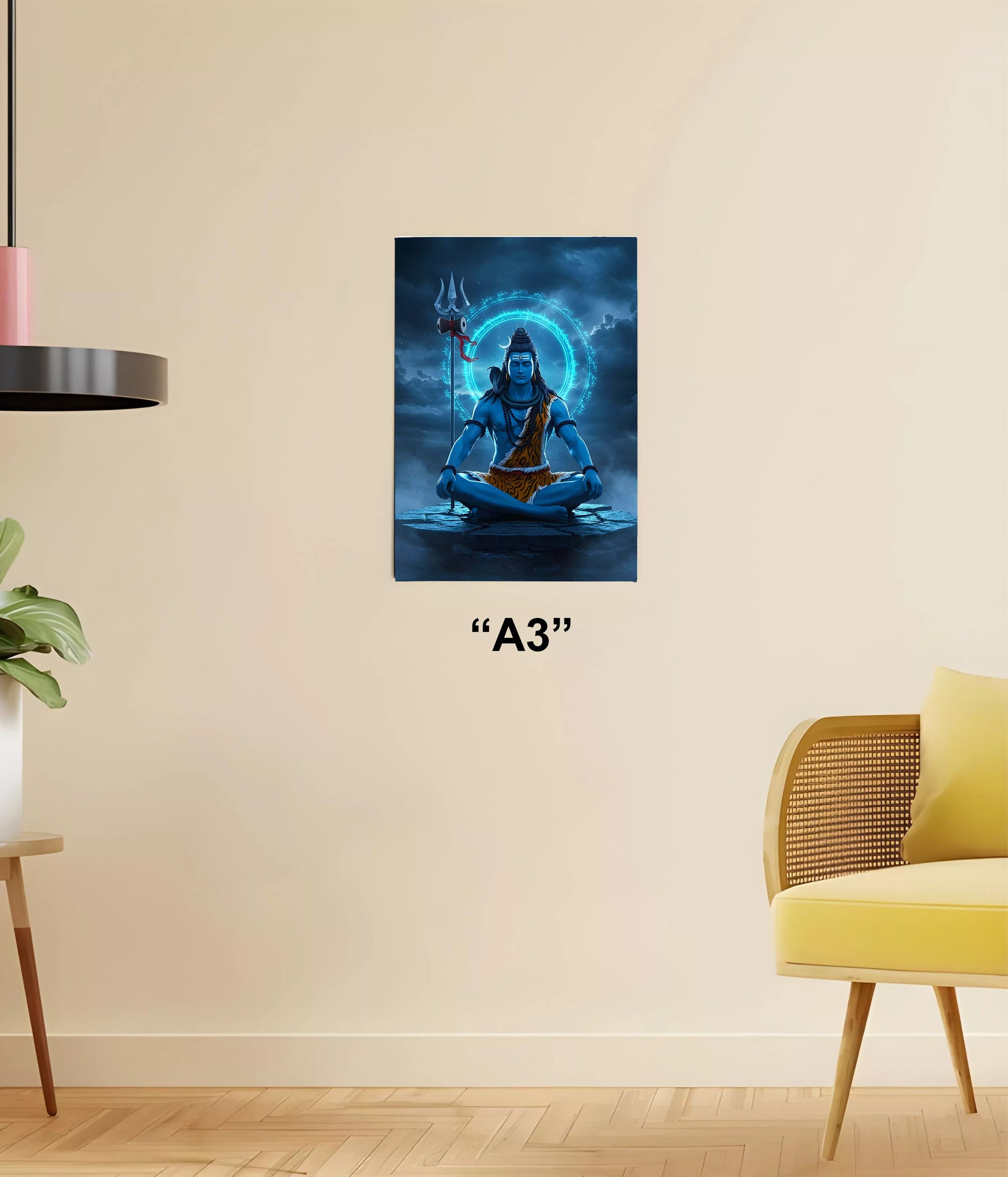 Lord Shiva in Meditation with Trishul – Devotional Poster A3 Size - Everanta
