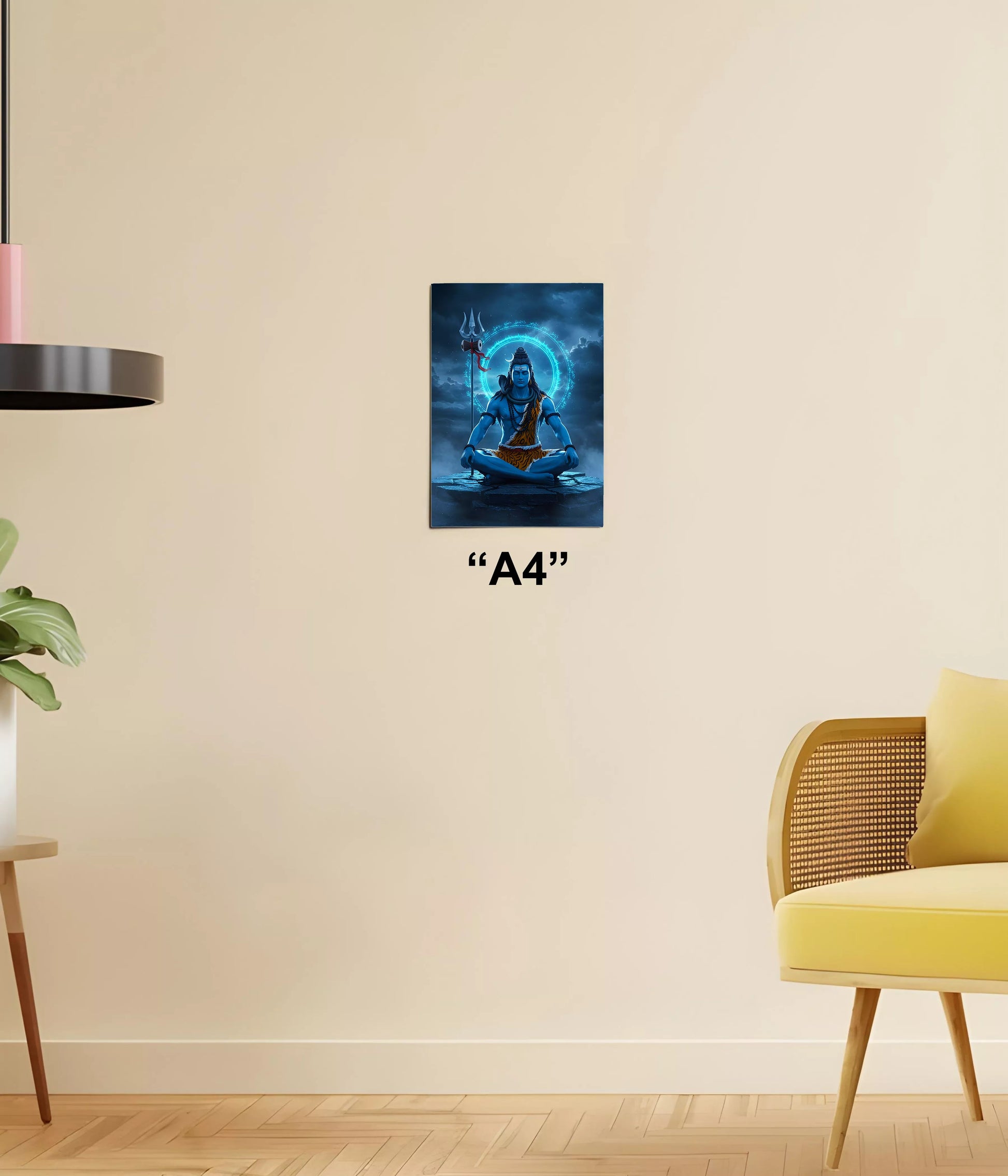 Lord Shiva in Meditation with Trishul – Devotional Poster A4 Size - Everanta