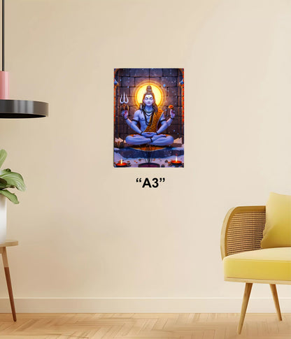 Lord Shiva in Temple – Devotional Poster A3 Size - Everanta