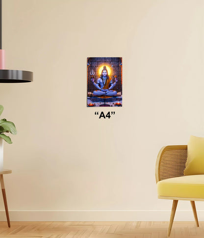 Lord Shiva in Temple – Devotional Poster A4 Size - Everanta