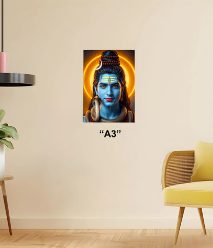 Lord Shiva with Serpent – Devotional Poster A3 Size - Everanta