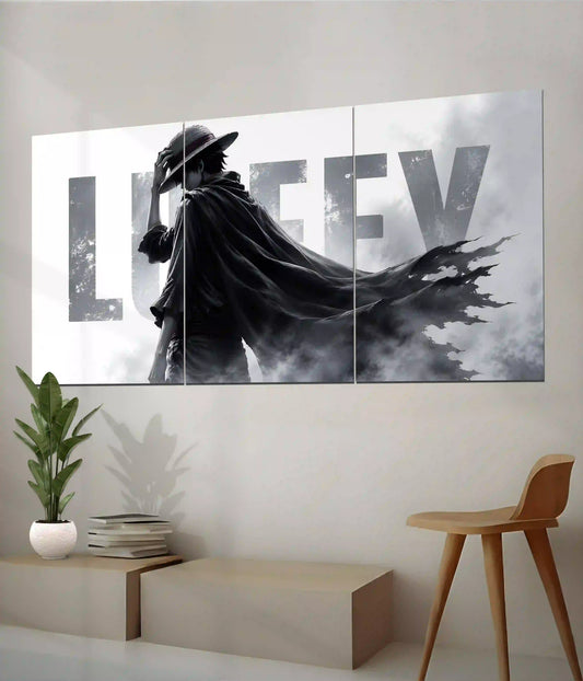 Luffy Black & White One Piece Split Poster  - Everanta
