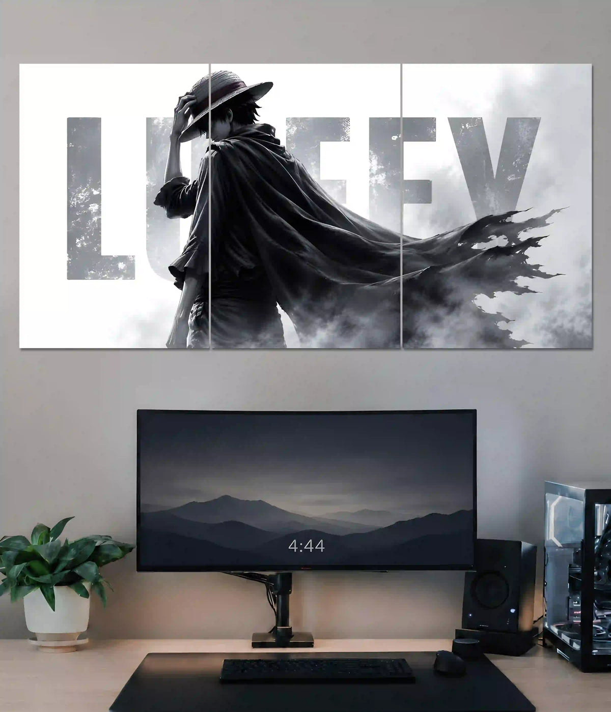 Luffy Black & White One Piece Split Poster Main Image - Everanta