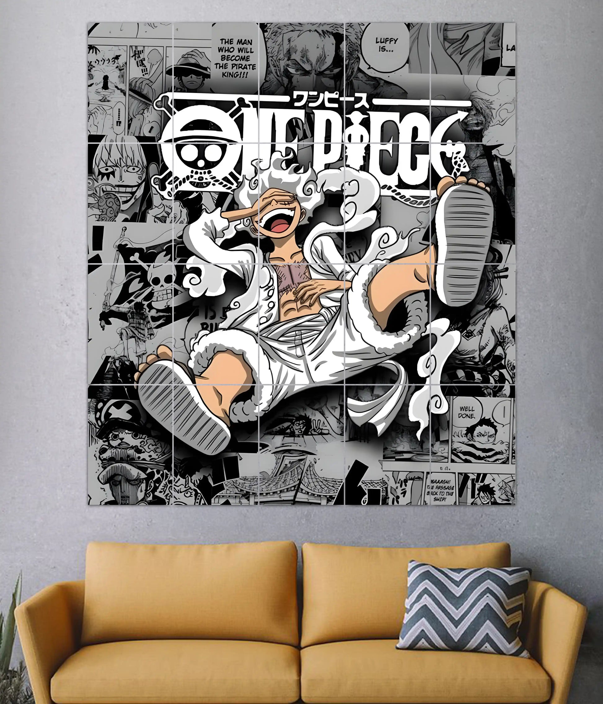Luffy Gear 5 - 20 Piece Split Poster in living Room - Everanta