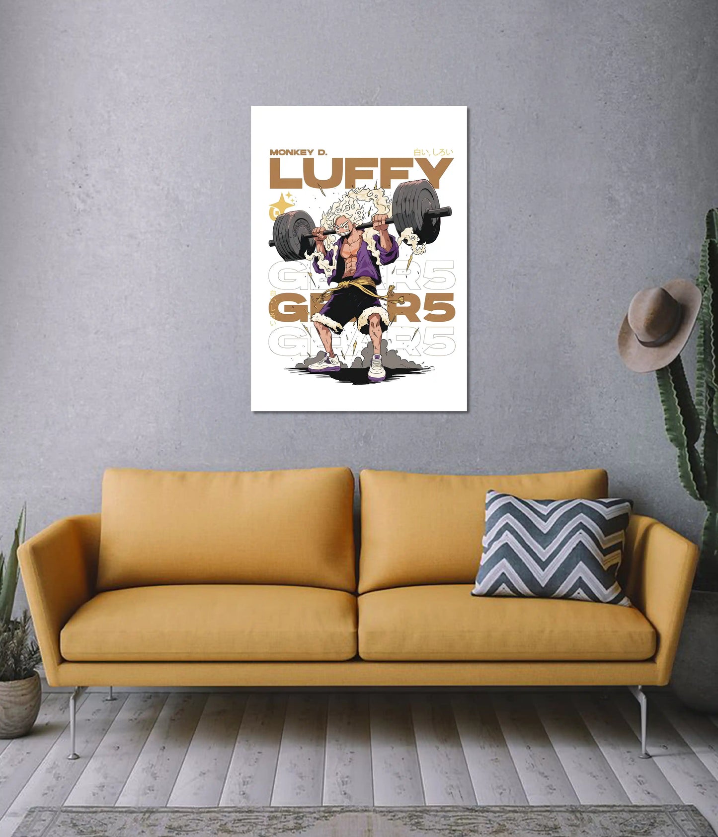 Luffy Gear 5 Workout Poster on Wall - Everanta