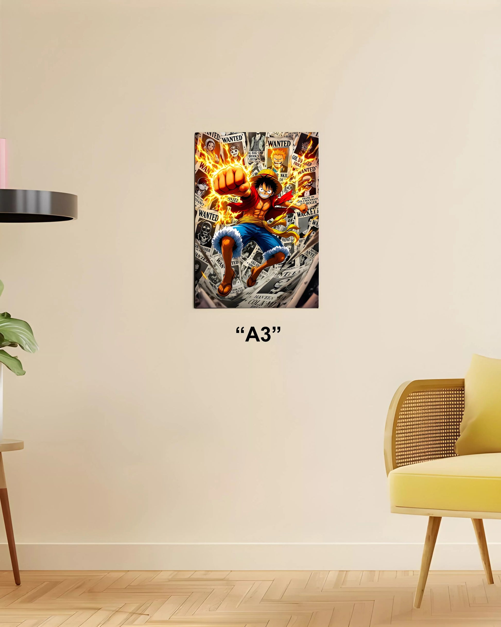 Luffy Wanted Punch – One Piece Action Poster A3 Size - Everanta