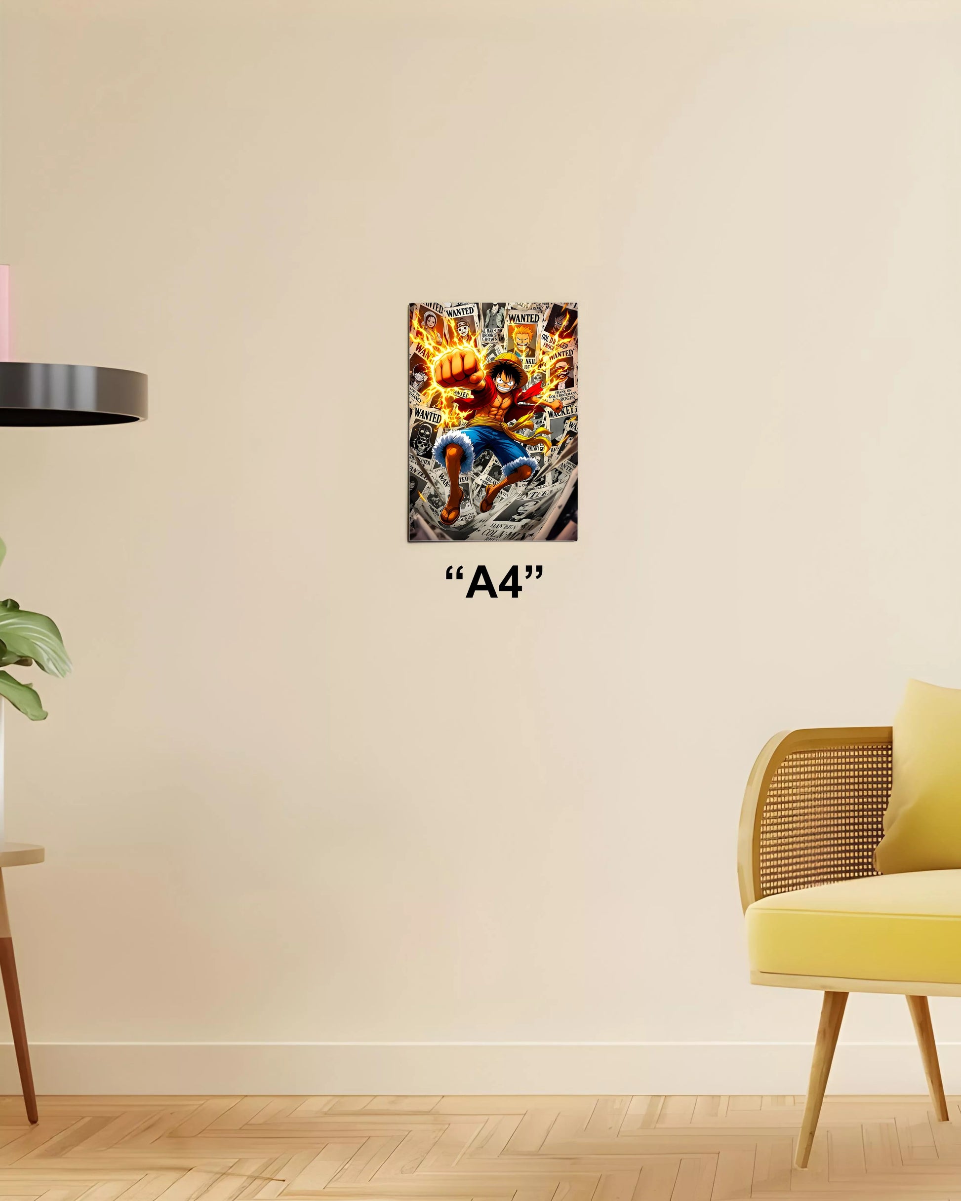Luffy Wanted Punch – One Piece Action Poster A4 Size - Everanta