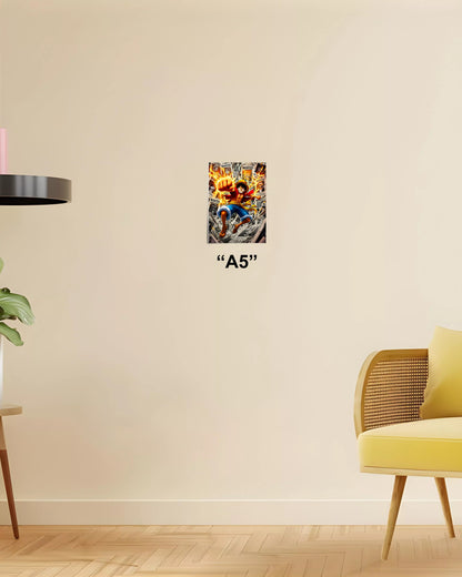 Luffy Wanted Punch – One Piece Action Poster A5 Size - Everanta