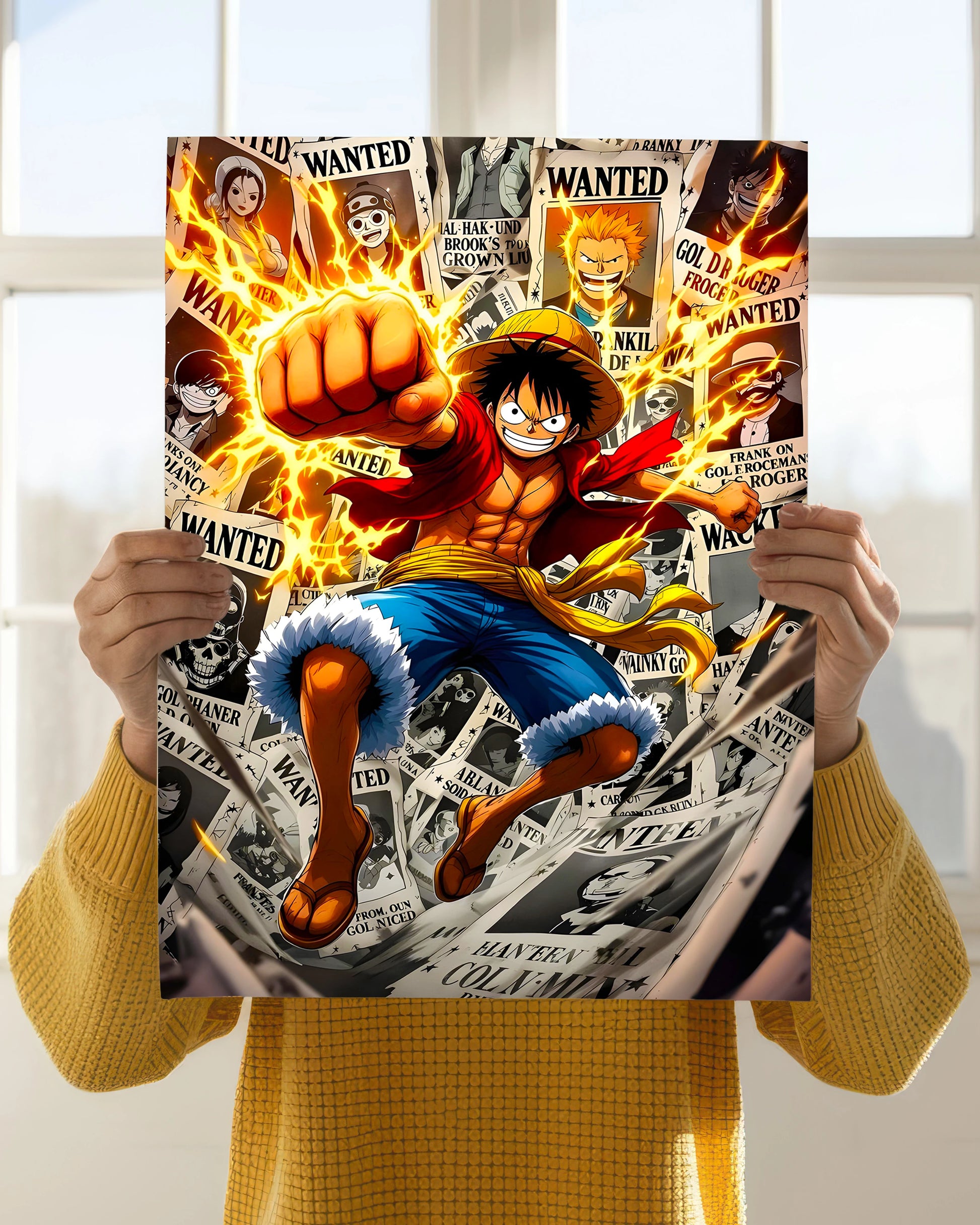 Luffy Wanted Punch – One Piece Action Poster Holding Image - Everanta